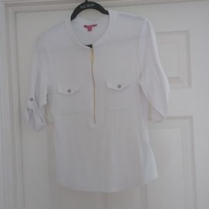 Guess White Shirt with Zipper XL